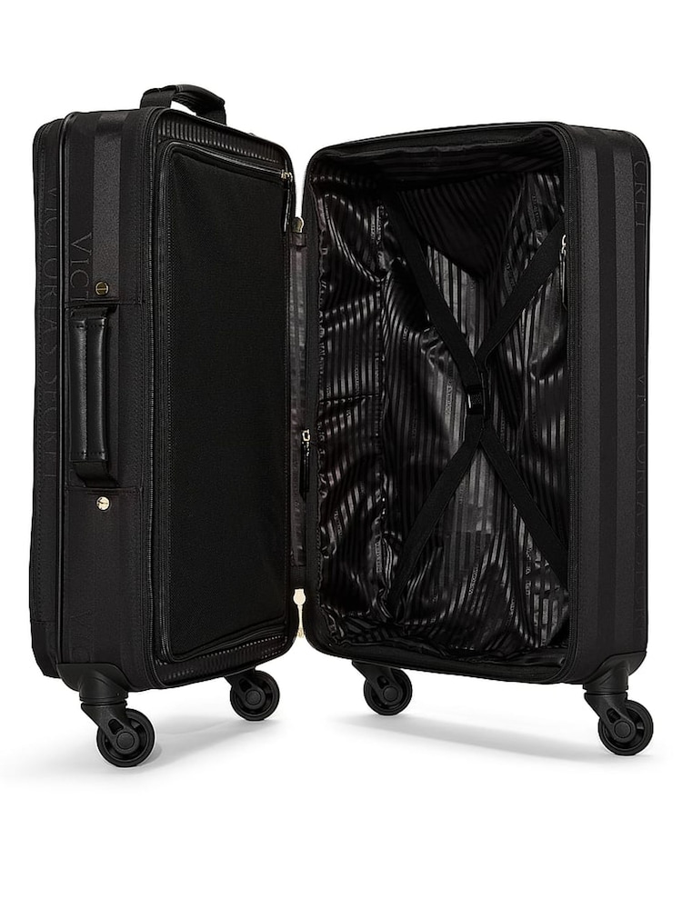Victoria's Secret Black Stripe Carry On Rolling Suitcase - Image 3 of 3