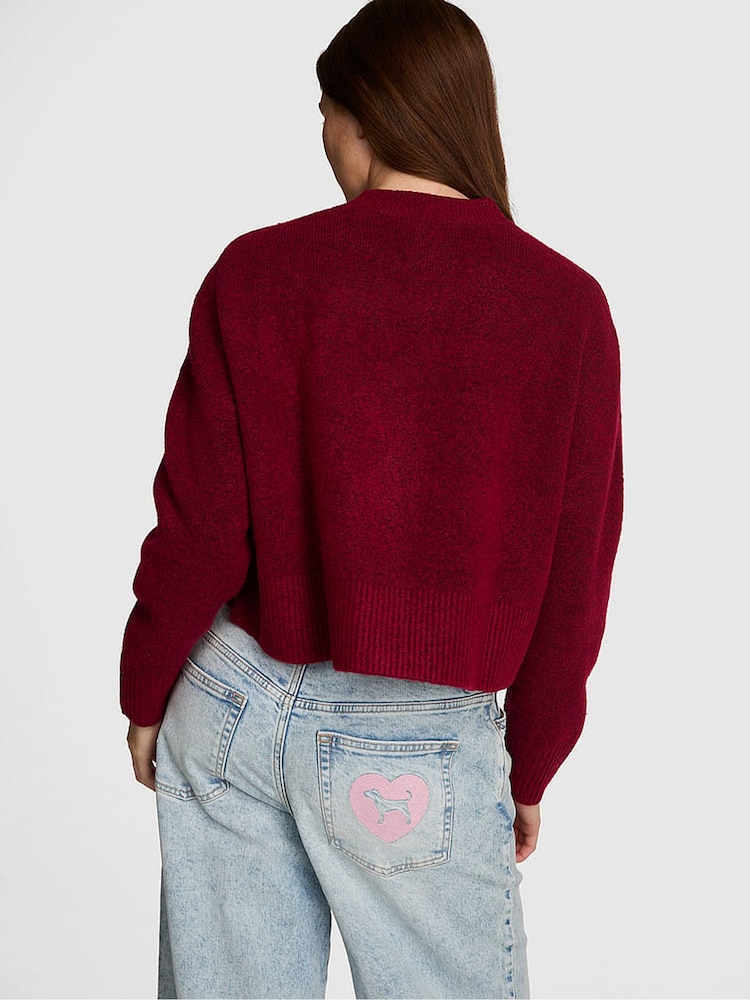 Victoria's Secret Pink Red Lacquer Cropped V-Neck Cardigan - Image 2 of 2 Victoria's Secret Pink Red Lacquer Cropped V-Neck Cardigan - Image 2 of 2