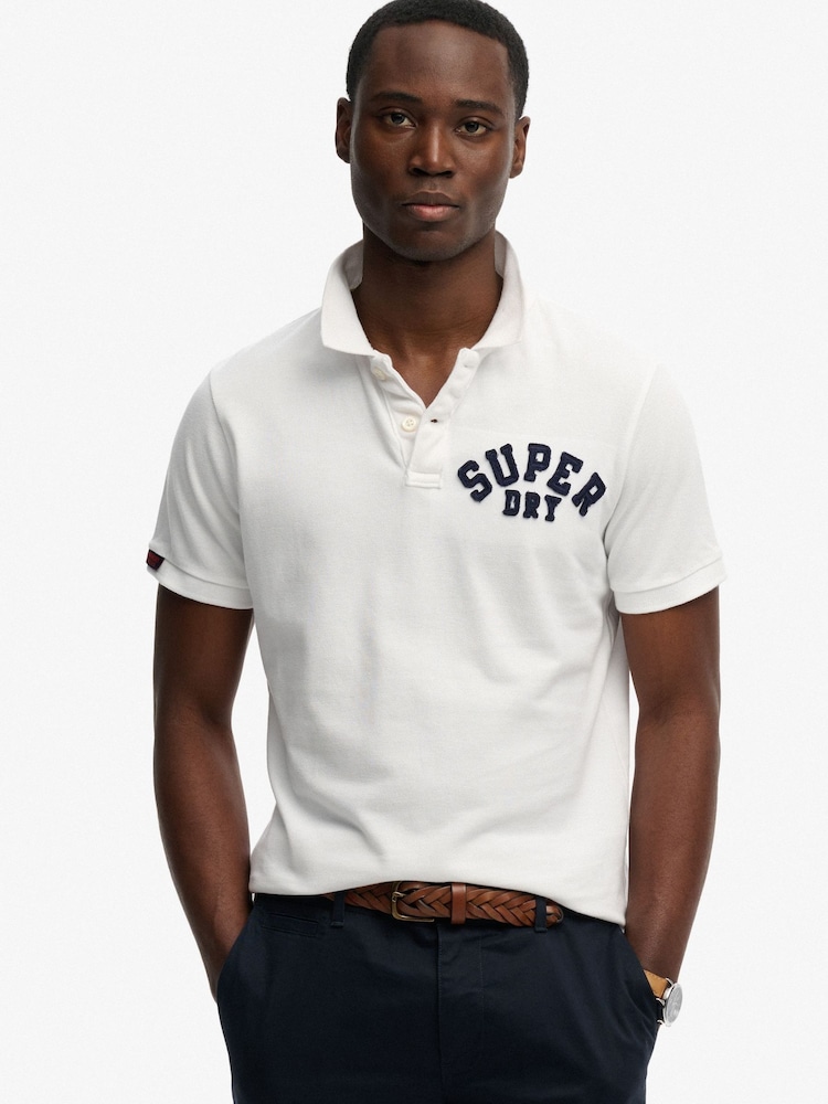 Superdry White Vintage Athletic Polo Shirt - Image 1 of 5