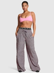 Victoria's Secret Pink Twilight Grey Leopard Woven Wide Leg Trousers - Image 1 of 2