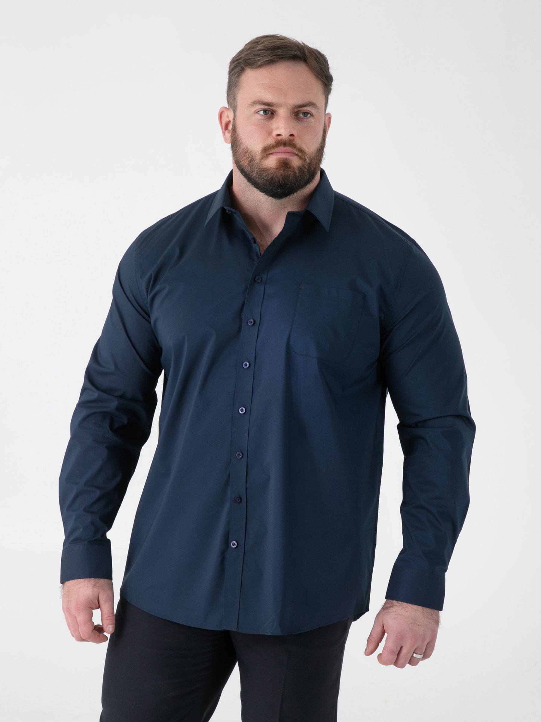 D555 Ultimate Stain Resist Non Iron Long Sleeve Stretch Shirt, Navy, Size 6Xl, Men - Image 3