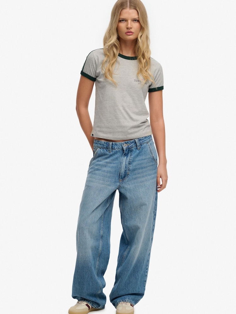 Superdry Grey Athletic Essentials Graphic Ringer T-Shirt - Image 2 of 5