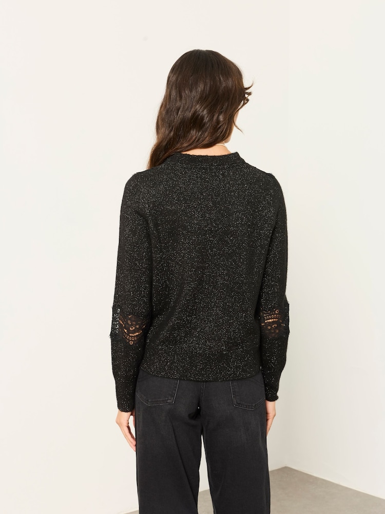 FatFace Felicity Black Lace Jumper - Image 2 of 6 FatFace Felicity Black Lace Jumper - Image 2 of 6