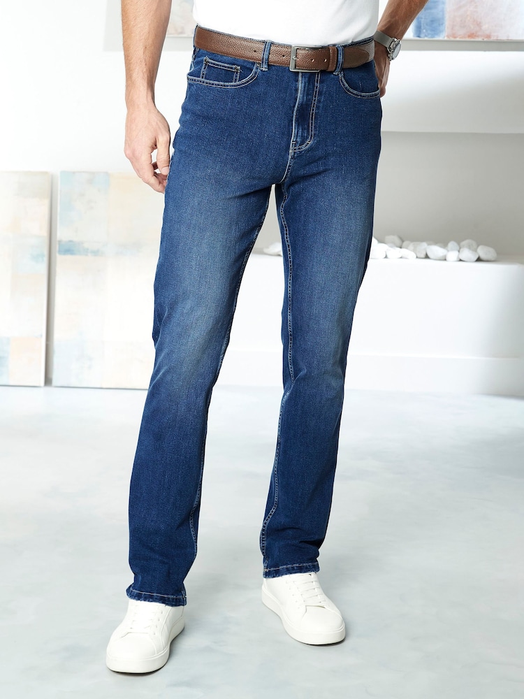 Cotton Traders Blue Ultimate Comfort 4-Way Stretch Slim Fit Jeans - Image 1 of 3