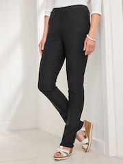 Cotton Traders Black Super Stretchy Pull On Slim Leg Trousers - Image 1 of 3