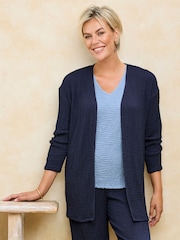 Cotton Traders Blue Textured Jersey Cardigan - Image 1 of 2