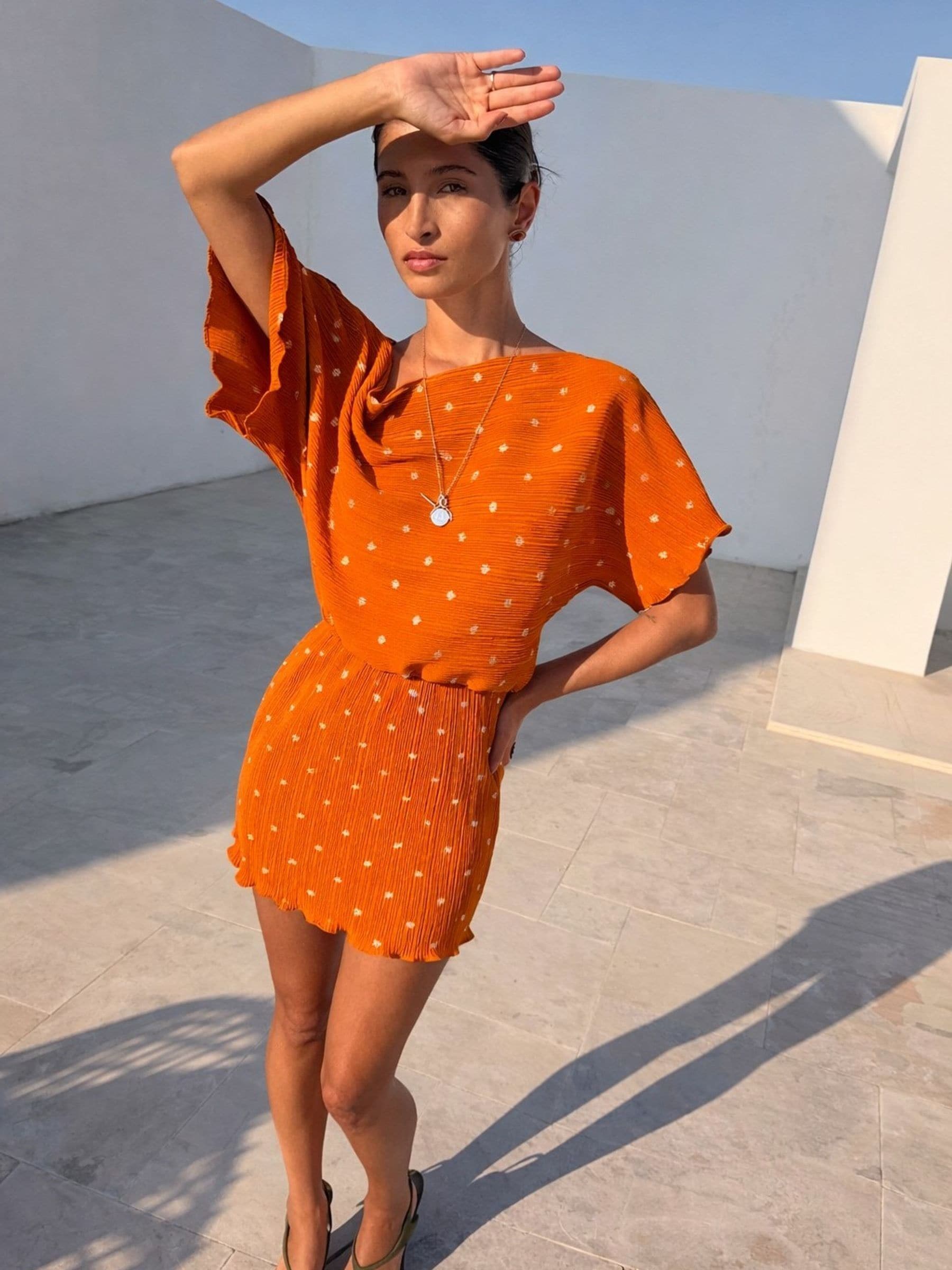 orange flying birds organic cotton mini dress Farm Rio Orange Flying Birds Organic Cotton Mini Dress like new