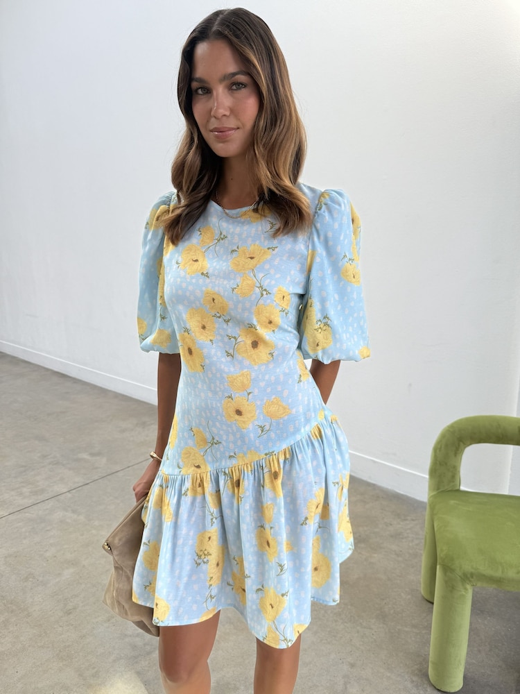 Never Fully Dressed Blue Poppy Mini Nova Dress - Image 1 of 5