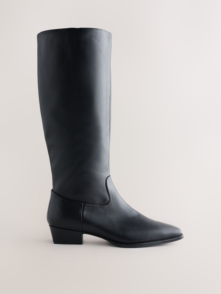 črna - Usnjeni škornji do kolen Forever Comfort® Chisel Toe Western Style - Slika 1 iz 5