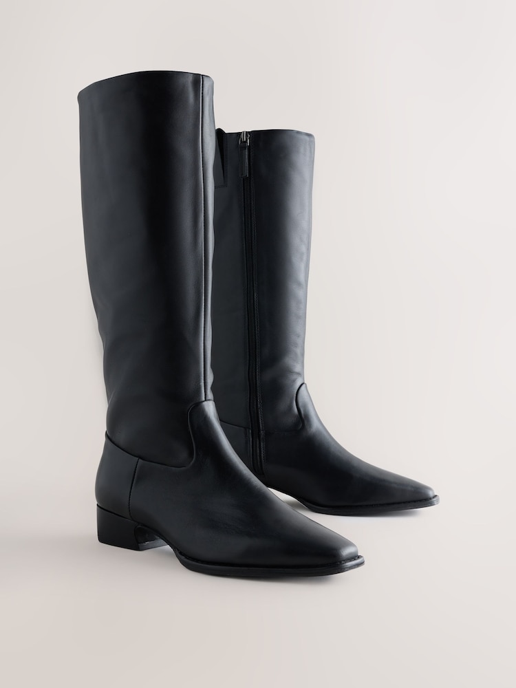 črna - Usnjeni škornji do kolen Forever Comfort® Chisel Toe Western Style - Slika 2 iz 5