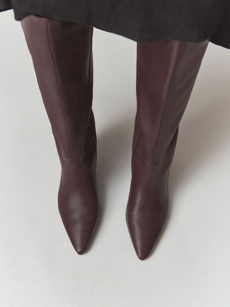 Burgundsko rdeča - Usnjeni škornji do kolen Forever Comfort® Chisel Toe Western Style - Slika 11 iz 11