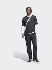 adidas Black Essentials 3-Stripes Stanford Lite Woven Tapered Open Hem Joggers - Image 3 of 6