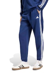 Blå - adidas Essentials 3-Striber fleecetilspidsede joggingbukser med manchetter - Billede 1 af 6