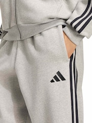 Grå - adidas Essentials 3-Striber fleecetilspidsede joggingbukser med manchetter - Billede 4 af 6