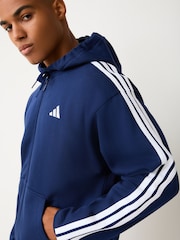 Blå - adidas Essentials 3-Stripes Fleece Full-Zip Hoodie - Bild 4 av 4
