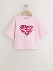 Pink Animal Sequin Heart T-Shirt (3-16yrs) - Image 1 of 4
