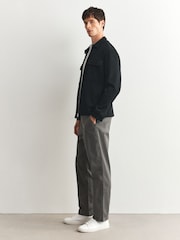 Light Grey Straight Fit Printed Belted Soft Touch Chino Trousers - Image 2 of 10