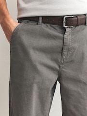 Light Grey Straight Fit Printed Belted Soft Touch Chino Trousers - Image 5 of 10