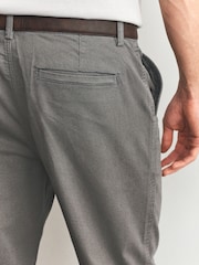 Light Grey Straight Fit Printed Belted Soft Touch Chino Trousers - Image 6 of 10