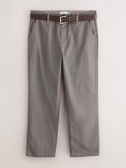 Light Grey Straight Fit Printed Belted Soft Touch Chino Trousers - Image 7 of 10