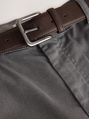 Light Grey Straight Fit Printed Belted Soft Touch Chino Trousers - Image 9 of 10