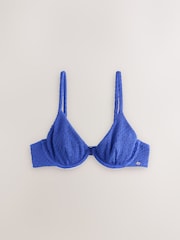Cobalt Blue Crinkle Non Padded Underwired Bikini Top - Image 1 of 3