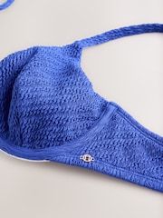 Cobalt Blue Crinkle Non Padded Underwired Bikini Top - Image 2 of 3