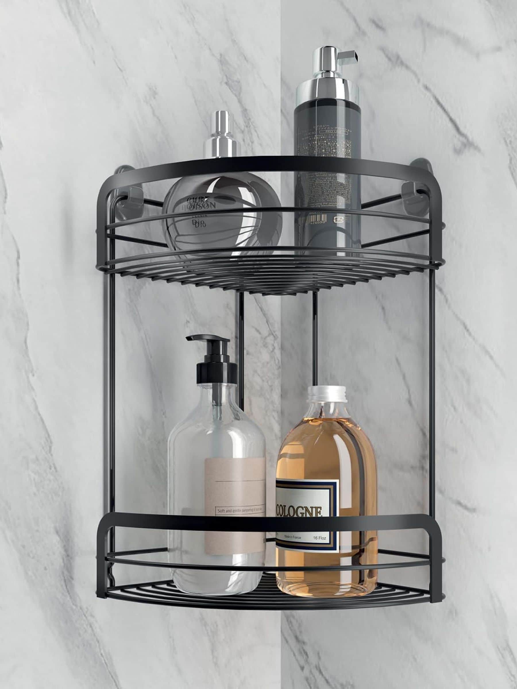 B&Q - 2-Tier Corner Douche Rack Black - Image 2