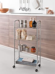 metaltex Silver Ascona 4 Tier Storage Rolling Cart - Image 1 of 4