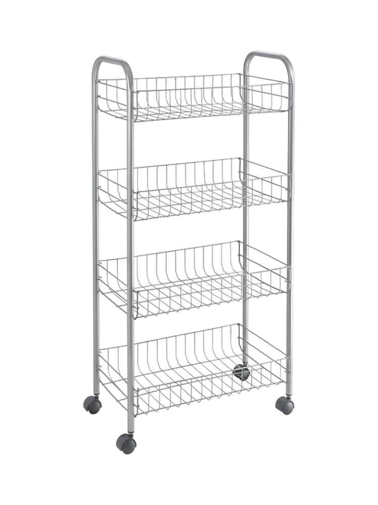 metaltex Silver Ascona 4 Tier Storage Rolling Cart - Image 2 of 4 metaltex Silver Ascona 4 Tier Storage Rolling Cart - Image 2 of 4