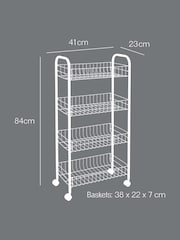 metaltex Silver Ascona 4 Tier Storage Rolling Cart - Image 3 of 4