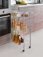 metaltex Silver Slim Deluxe 3 Tier Storage Rolling Cart - Image 1 of 4