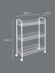 metaltex Silver Slim Deluxe 3 Tier Storage Rolling Cart - Image 4 of 4