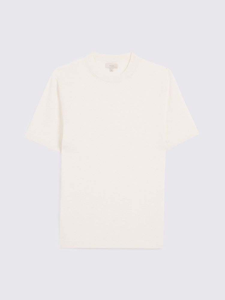 MOSS White Linen Blend T-Shirt - Image 4 of 4