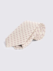 MOSS Natural Silk Ditsy Medallion Tie - Image 1 of 2