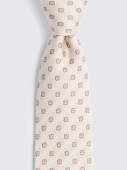 MOSS Natural Silk Ditsy Medallion Tie - Image 2 of 2