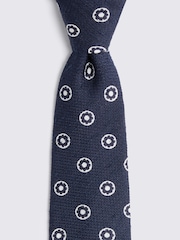MOSS Blue Italian Silk Medallion Tie - Image 2 of 2