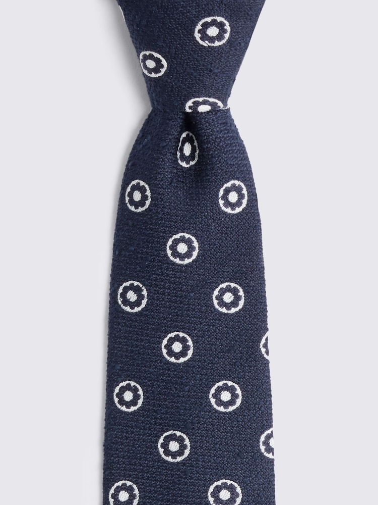 MOSS Blue Italian Silk Medallion Tie - Image 2 of 2