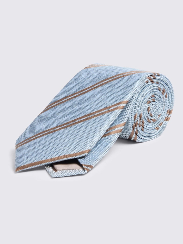 MOSS Blue Silk Stripe Tie - Image 1 of 2