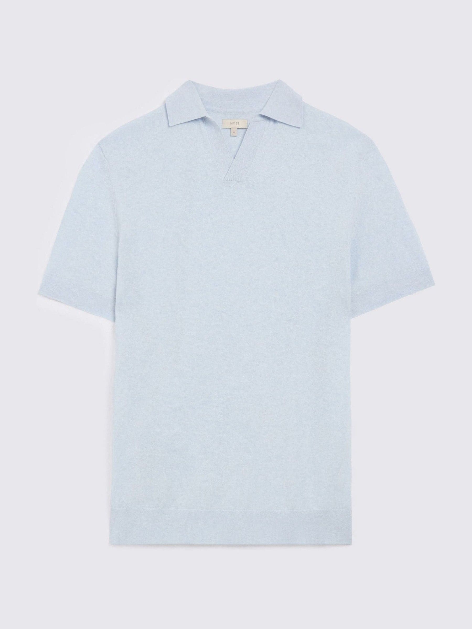 Buy MOSS Light Blue Linen Blend Skipper Polo Shirt from Next Canada