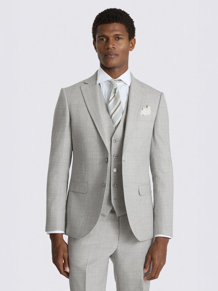 MOSS Light Grey Marl Slim Fit Suit Jacket - Image 1 of 6