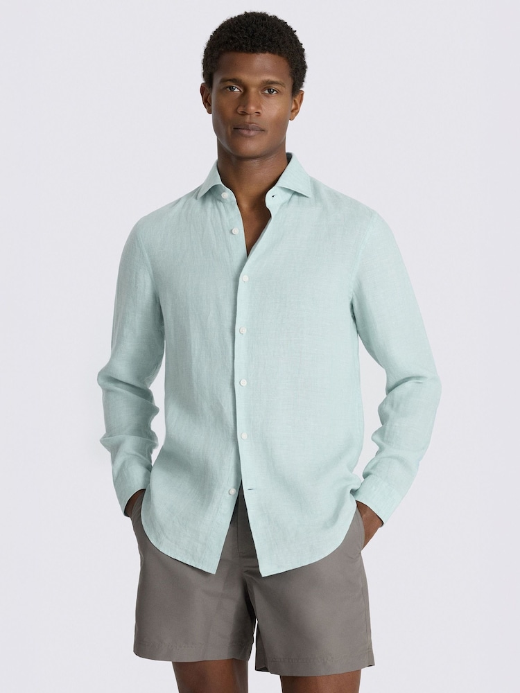 MOSS Blue Linen Shirt - Image 1 of 4 MOSS Blue Linen Shirt - Image 1 of 4
