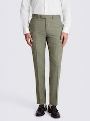 MOSS Green Tailored Fit Herringbone Suit Trousers - Image 1 of 3