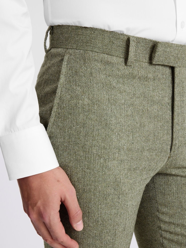 MOSS Green Tailored Fit Herringbone Suit Trousers - Image 3 of 3 MOSS Green Tailored Fit Herringbone Suit Trousers - Image 3 of 3