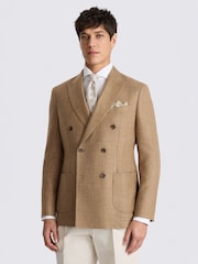 MOSS Brown Twill Double Breasted Jacket - Image 1 of 5