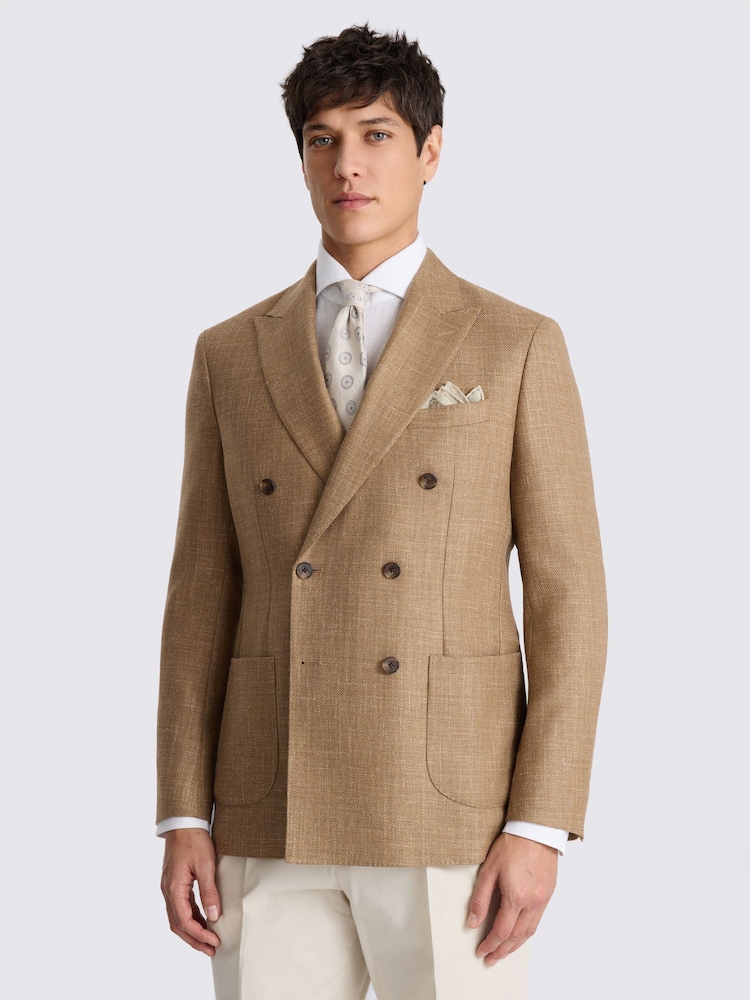 MOSS Brown Twill Double Breasted Jacket - Image 1 of 5