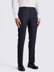MOSS Navy Italian Tailored Fit Twill Linen Suit Trousers - Image 1 of 3