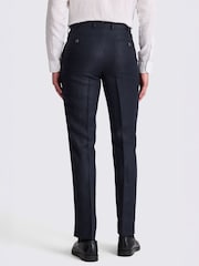 MOSS Navy Italian Tailored Fit Twill Linen Suit Trousers - Image 2 of 3