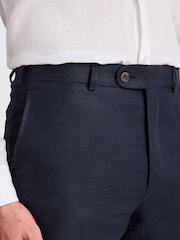 MOSS Navy Italian Tailored Fit Twill Linen Suit Trousers - Image 3 of 3