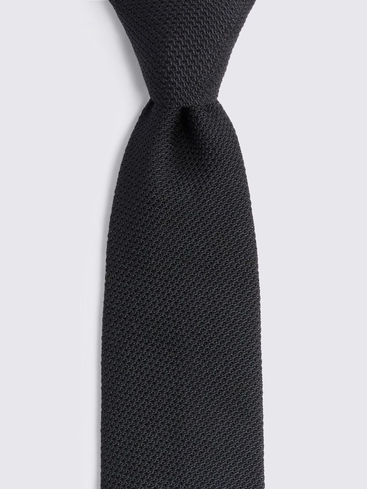 MOSS Black Ground Italian Grenadine Tie - Image 2 of 2 MOSS Black Ground Italian Grenadine Tie - Image 2 of 2